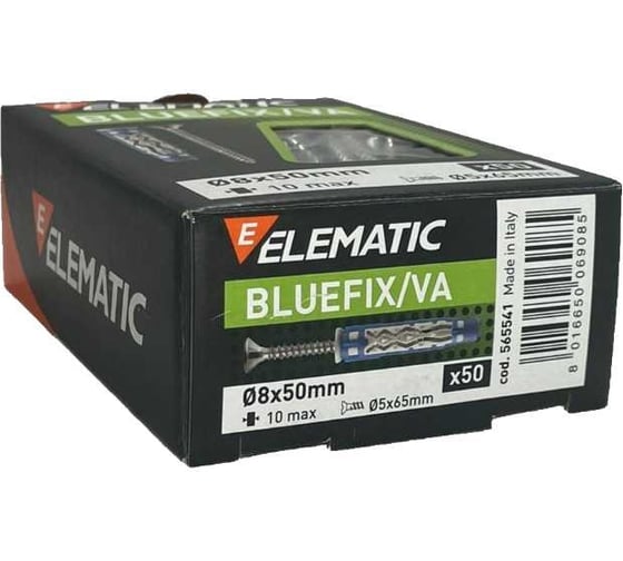 Дюбель с шурупом потайной двухцветный Elematic BLUEFIX / VA 8x50 565541