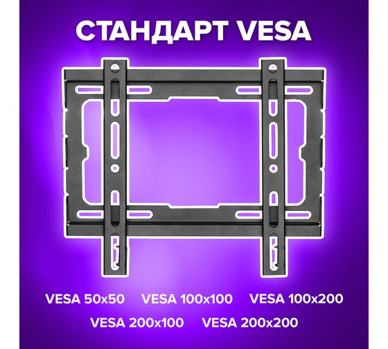 Кронштейн-крепление для Тв SONNEN настенный, до 45 кг, Vesa 100x100-200x200, 23-43, черный 455948