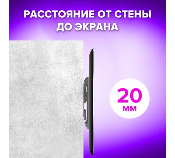Кронштейн-крепление для Тв SONNEN настенный, до 45 кг, Vesa 100x100-200x200, 23-43, черный 455948