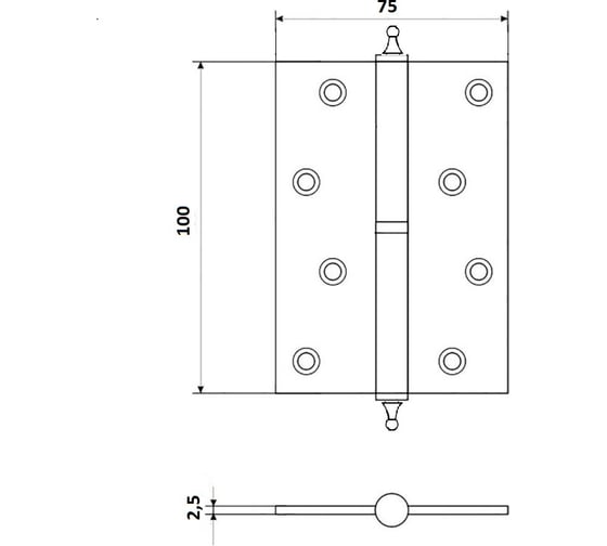 Дверная петля Palladium 610-S-4" SB правая 112581