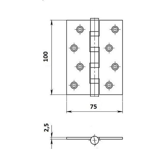 Дверная универсальная петля Palladium N 500 C-S-4" (K) SB 114425
