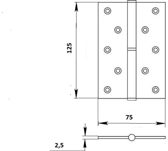 Дверная петля Palladium N 613-5" CP левая 114402
