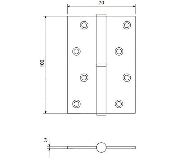 Дверная петля Palladium N 613-S-4" (K) PB левая 114414
