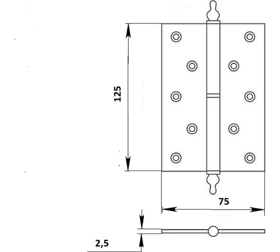 Дверная петля Palladium N 610-5" CP левая (К) 109415