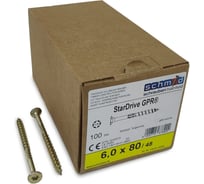 Шурупы Simpson Schmid StarDrive GPR 6.0x80/48 SK, TX30, желтый цинк, потайной, 100 шт. 5834740600800001