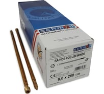 Шурупы Simpson Schmid Rapid FT CL 8.0x260/250, TX40, желтый цинк, полная резьба, цилиндр, 50 шт. 1131740802600001