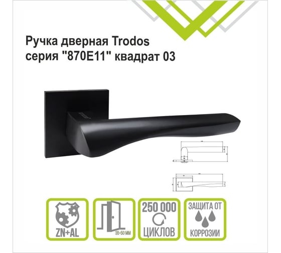 Ручка раздельная Trodos 870 серия 03 slim, черный матовый 204938