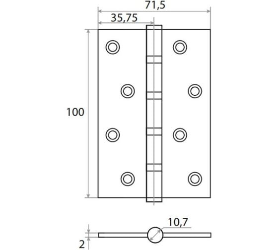 Навес Vrata 100x70x2, б/к, никель хромированный 2 шт 208305