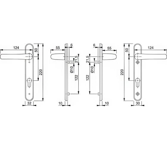 Профильный гарнитур HOPPE 1710RH/3370N/3360N Tokyo PZ92 F9714M черный матовый, А=56-70 мм 65554