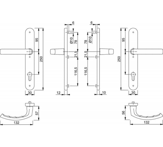 Профильный гарнитур HOPPE 1540/2246 Liege PZ92 RAL9016 белый цвет, Schnellstift, 57-62 мм 65592