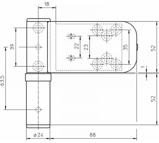 Петля SIMONSWERK SIKU 3D Serie K 3035 H9 коричневая, для дверей из PVC, вес полотна до 120 кг, фальц 15-19 мм 67523