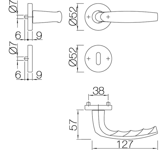 Объектный гарнитур НОРРЕ 1530/42KV/42KVS ATLANTA WC F1 анодированный серебристый алюминий,Schnellstift, A=37-42мм, 65730