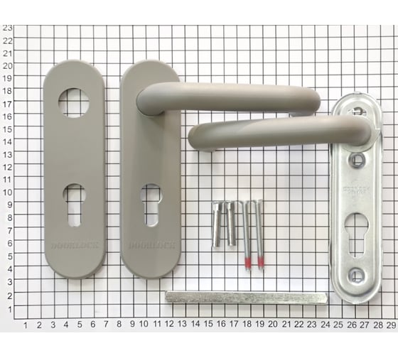 Гарнитур для пожарных дверей DOORLOCK V S38KP/F G PZ72 серия Variant, на короткой накладке, серый, подпружиненная, А=47-75мм 79053