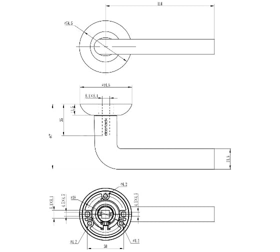 Ручка DOORLOCK DL Fenix A16R SN матовый никель, A=55-85мм 73211