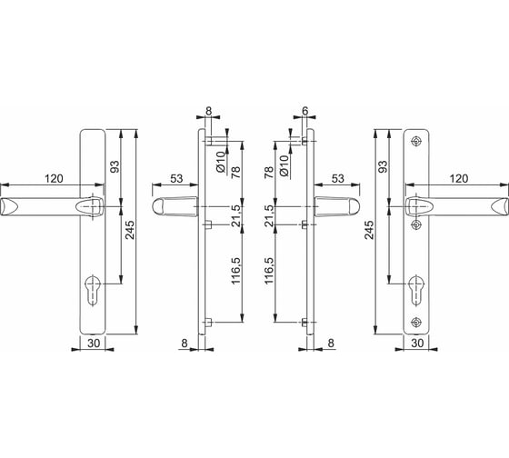 Профильный гарнитур HOPPE 113/2246 London PZ92 F1 анодированный серебристый алюминий 37-42мм 65589