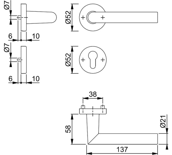 Объектный гарнитур НОРРЕ Е1400Z/42KV/42KVS RW Amsterdam WC F69 нержавеющая сталь матовая, Schnellstift, А=37-42мм, шток 8мм, 65747