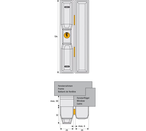 Оконный замок ABUS FTS 88 W белый C/DFNLI 64447