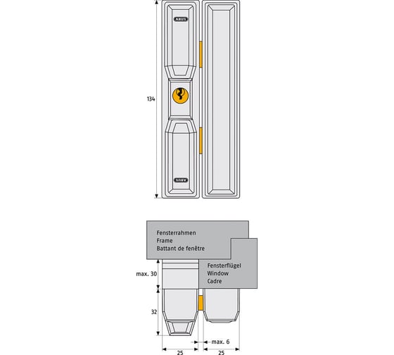 Оконный замок ABUS FTS 88 B коричневый C/DFNLI 64450