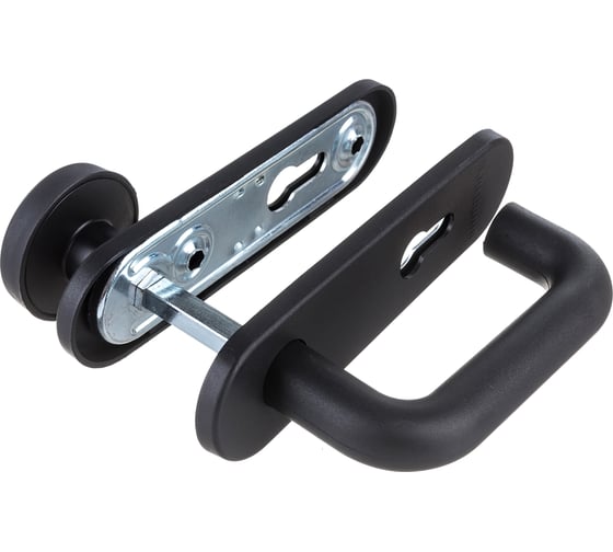 Кноб/нажимная ручка для противопожарных дверей DOORLOCK V S38KP-KNOB/F PZ72 серия Variant, на короткой накладке, черная, А=52-75мм 79054