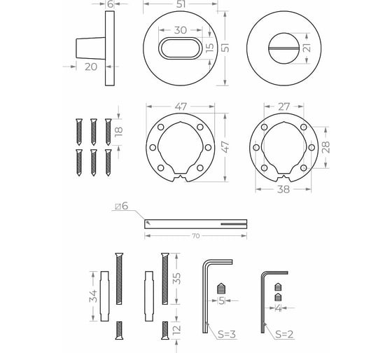 Ручка поворотная Marlok ПАОЛА MG матовый серый M 001642