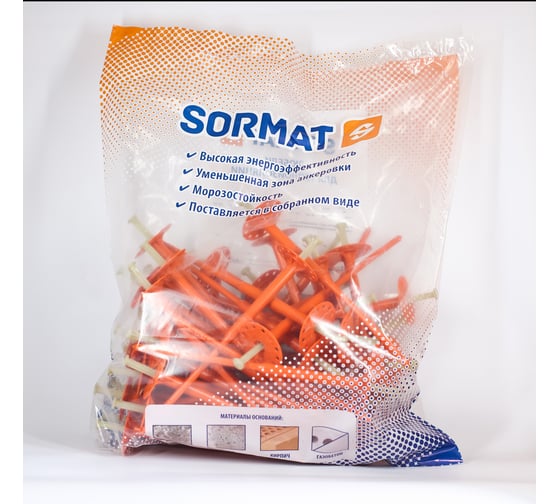 Дюбель теплоизоляционный тарельчатый SORMAT ФЗД-1x155, пакет 50 шт. FAS5015500