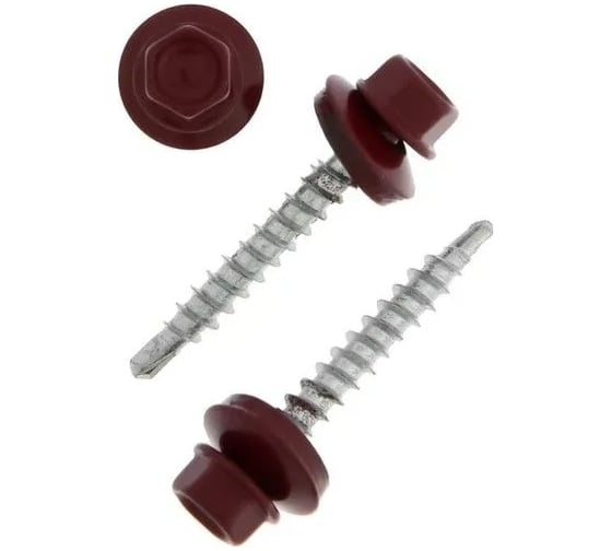 Саморез HAUPT 5.5х19 мм, крашеный, в упаковке 250 шт., красное вино (RAL 3005) 4673729051156 1