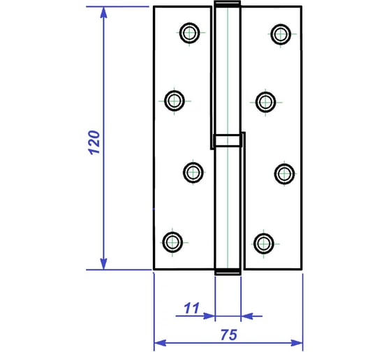 Петля накладная Левша ALTEZTA 1007П 120х75х2,5 с подшипником, хром матовый, правая У1-7630.ХМп