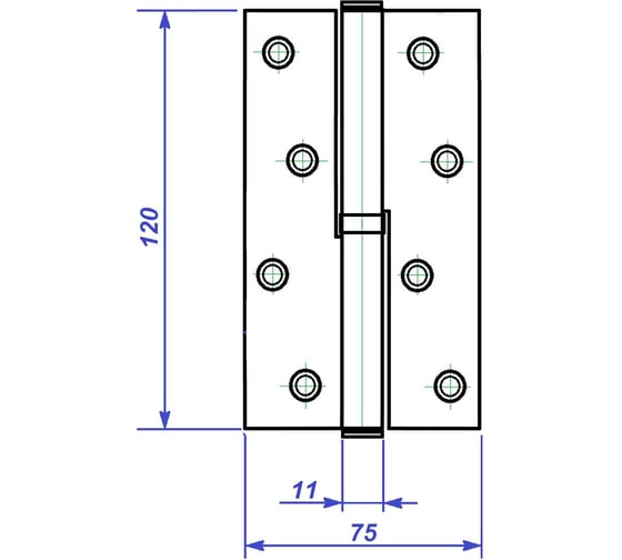 Петля накладная Левша ALTEZTA 1007П 120х75х2,5 с подшипником, хром матовый, левая У1-7630.ХМл