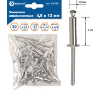 Заклепки вытяжные алюминиевые (4.8х12 мм; пакет 50 шт) КОБАЛЬТ 910-881