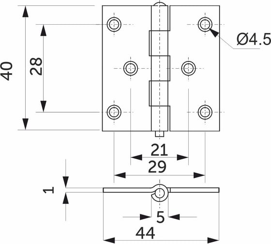 Петля карточная AKS 40x40, белый цинк 60933