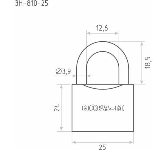 Навесной замок НОРА-М ЗН-810-25 мм 2 кл 16876