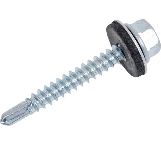 Саморез кровельный Квадра 4.8x35 мм, цинк, коробка 250 шт., сверло PT.3, шайба EPDM 480351001250 1