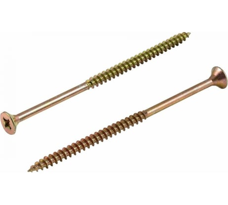 Саморез универсальный Квадра 5x100 мм, желтый, потайная голова, цинк, упаковка 4 шт. 504100004812