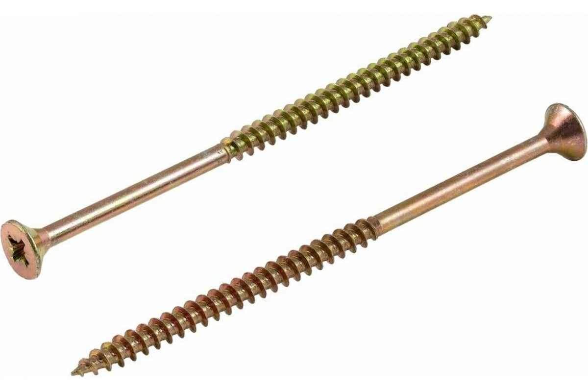 Саморез универсальный Квадра 5x100 мм, желтый, потайная голова, цинк ...