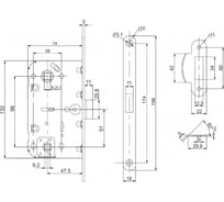 Защелка врезная PUNTO PL96WC-50/BL GR (графит) 49241