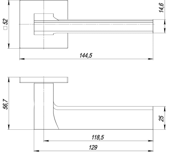 Ручка раздельная PUNTO K.ARC.Q52.BLADE SN-3 матовый никель 48817
