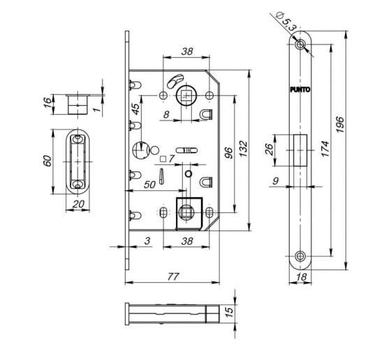 Защелка врезная магнитная PUNTO ML96WC-50/BL BL (черный) блистер 48755 1