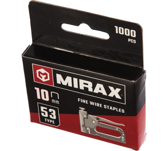 Скобы для степлера MIRAX 10 мм тонкие тип 53, 1000 шт 3153-10