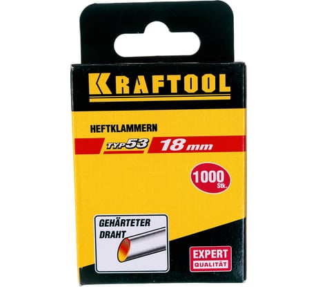 Скобы для степлера KRAFTOOL тип 53 (A/10/JT21) 23GA 18 мм, 1000 шт, 31670-18