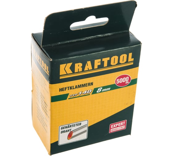 Скобы из закаленной проволоки KRAFTOOL тип 140 зеленые, 8 мм, 5000 шт 31680-08-5000