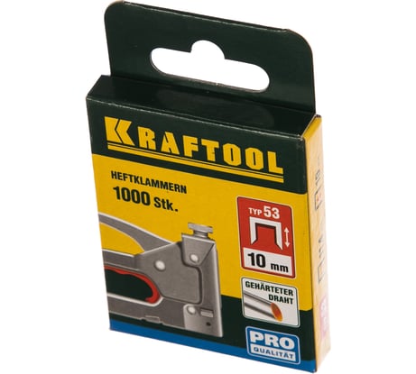 Скобы для степлера KRAFTOOL тип 53 (A /10 /JT21) 10 мм, 1000 шт, калибр 23GA, 31670-10