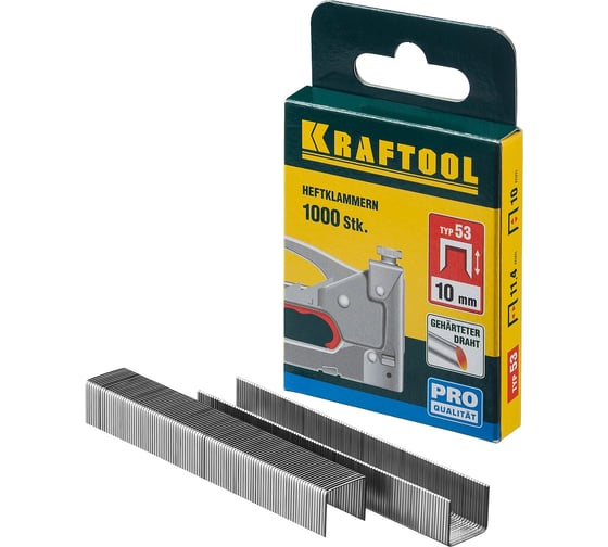 Скобы для степлера KRAFTOOL тип 53 (A /10 /JT21) 10 мм, 1000 шт, калибр 23GA, 31670-10