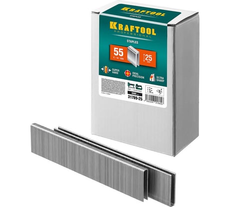 Скобы для степлера KRAFTOOL тип 18GA (55/90/C) 25мм, 5000 шт, 31789-25