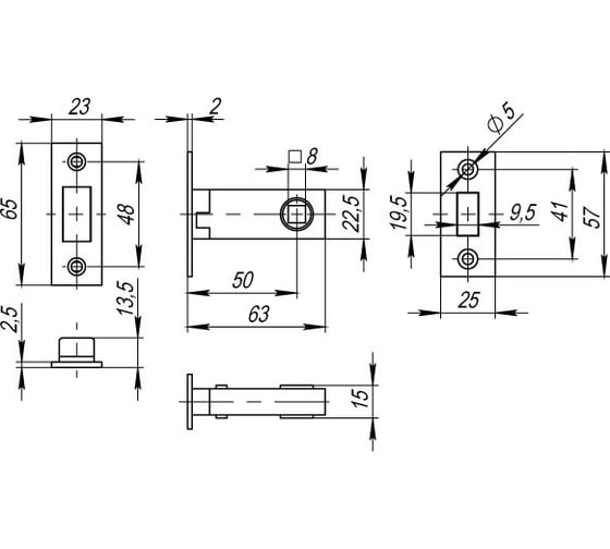 Защелка врезная FUARO MAGNM12-50-25 (M12-50-25) BL черный 47619