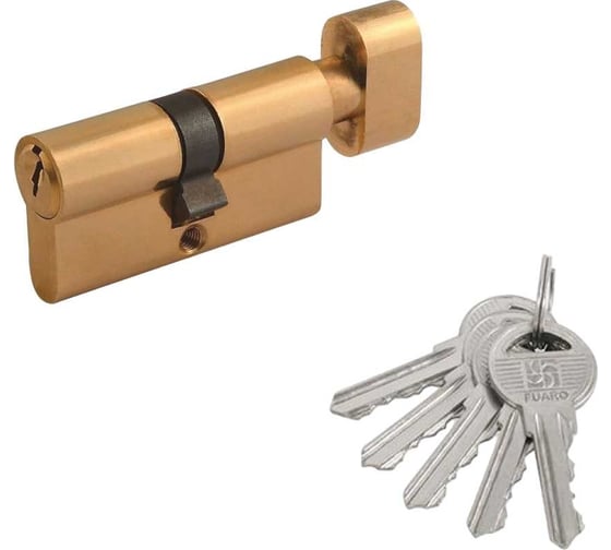 Цилиндровый механизм FUARO 1000ZM Knob60(25+10+25) SSG сатинированное золото 5 Key, с вертушкой 47933 1