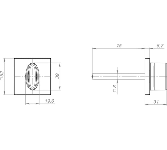 Ручка поворотная FUARO BKW8x75.K.RL52 (Tetra) BL-24 черный ПЛАСТИК 48365