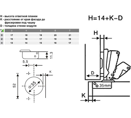 Петля AGV АGV /165 с доводчиком CLIP-ON + ответка - HS/165*/H=0