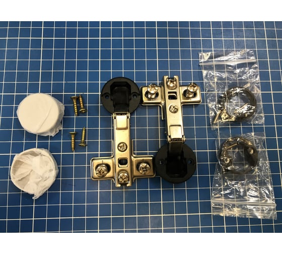 Мебельная петля Element SLIDE-ON mini для стекла, накладн. 95 град. с отв.пл, белый цинк 2 шт 123110