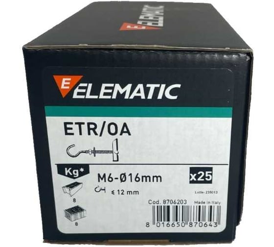 Дюбель складной с крючком Elematic 25 шт. ETR OA 6 8706203