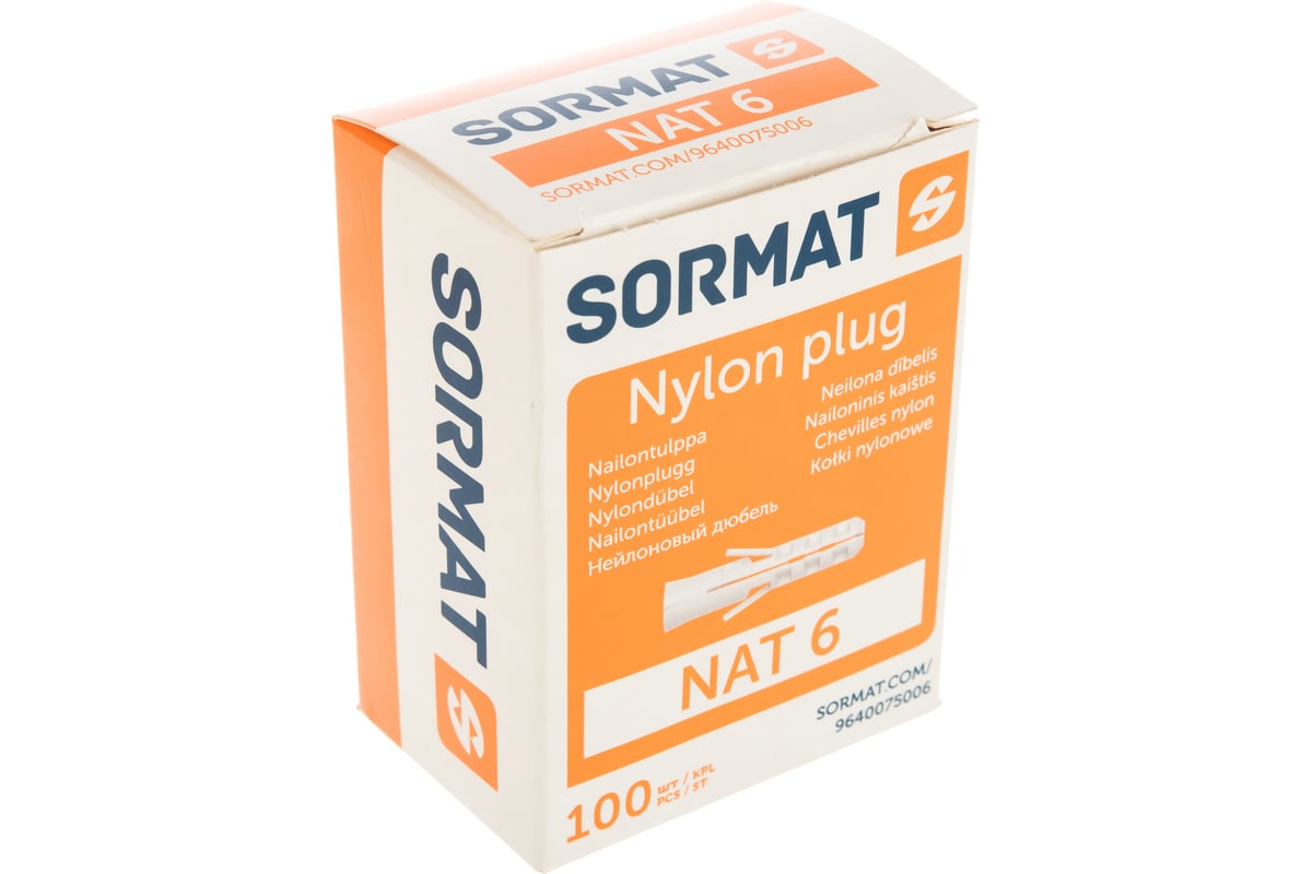 Дюбель SORMAT NAT 6x30 упаковка 100 шт. 9640075006 - выгодная цена, отзывы,  характеристики, 6 видео, фото - купить в Москве и РФ